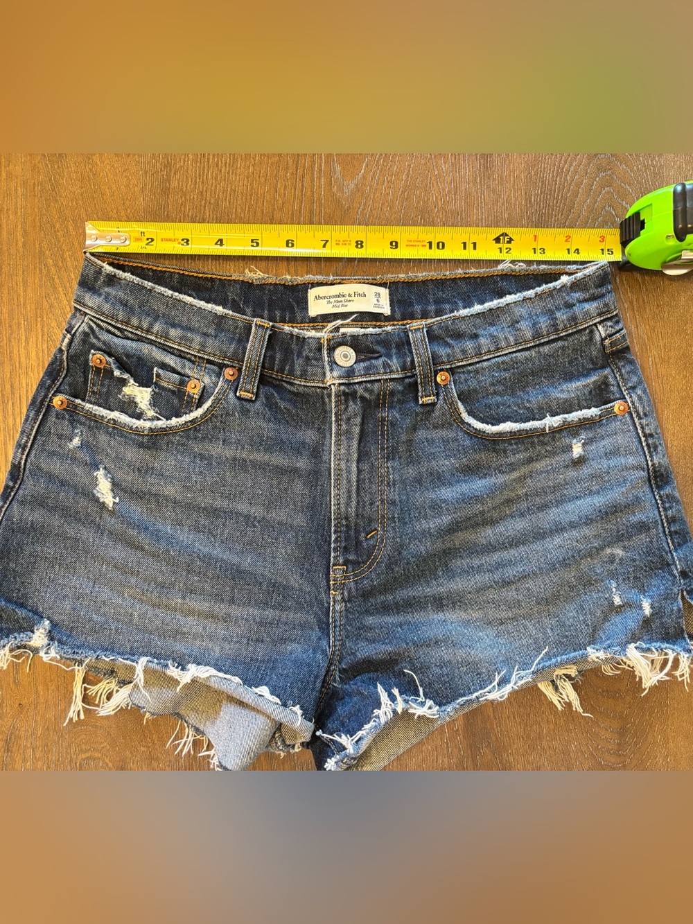 Abercrombie & Fitch Dark Blue Distressed Denim Cutoff Shorts